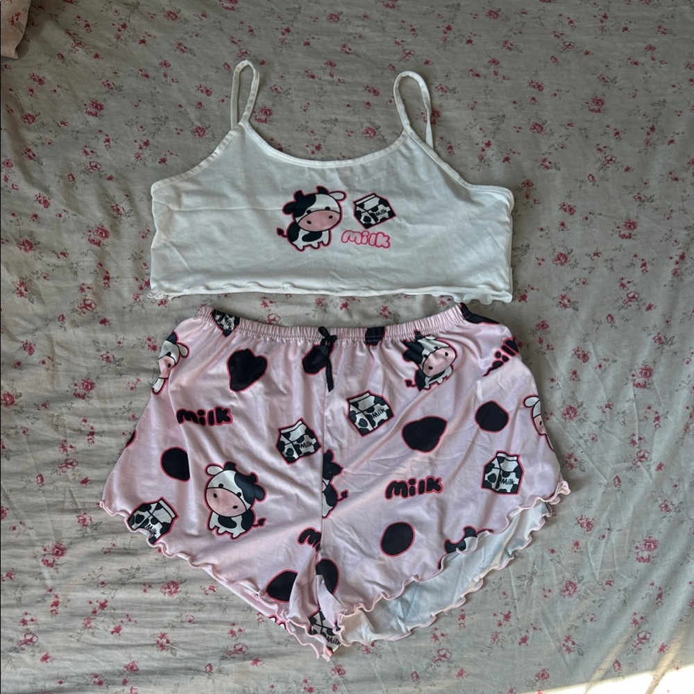 Cute Cow Print Pajama Set
